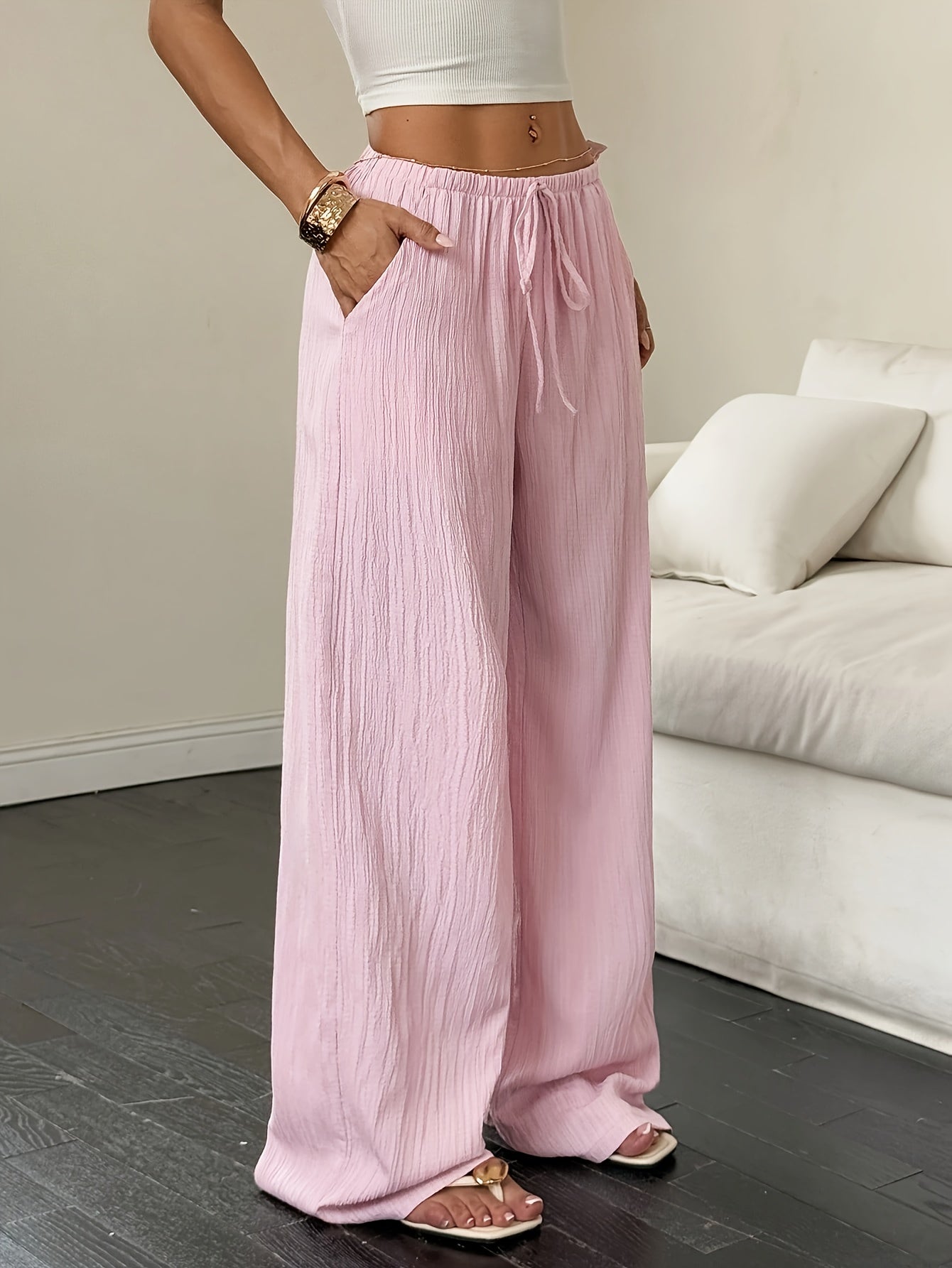 The Amélie — Casual Solid Wide-Leg Pants - SET 2 PIECES
