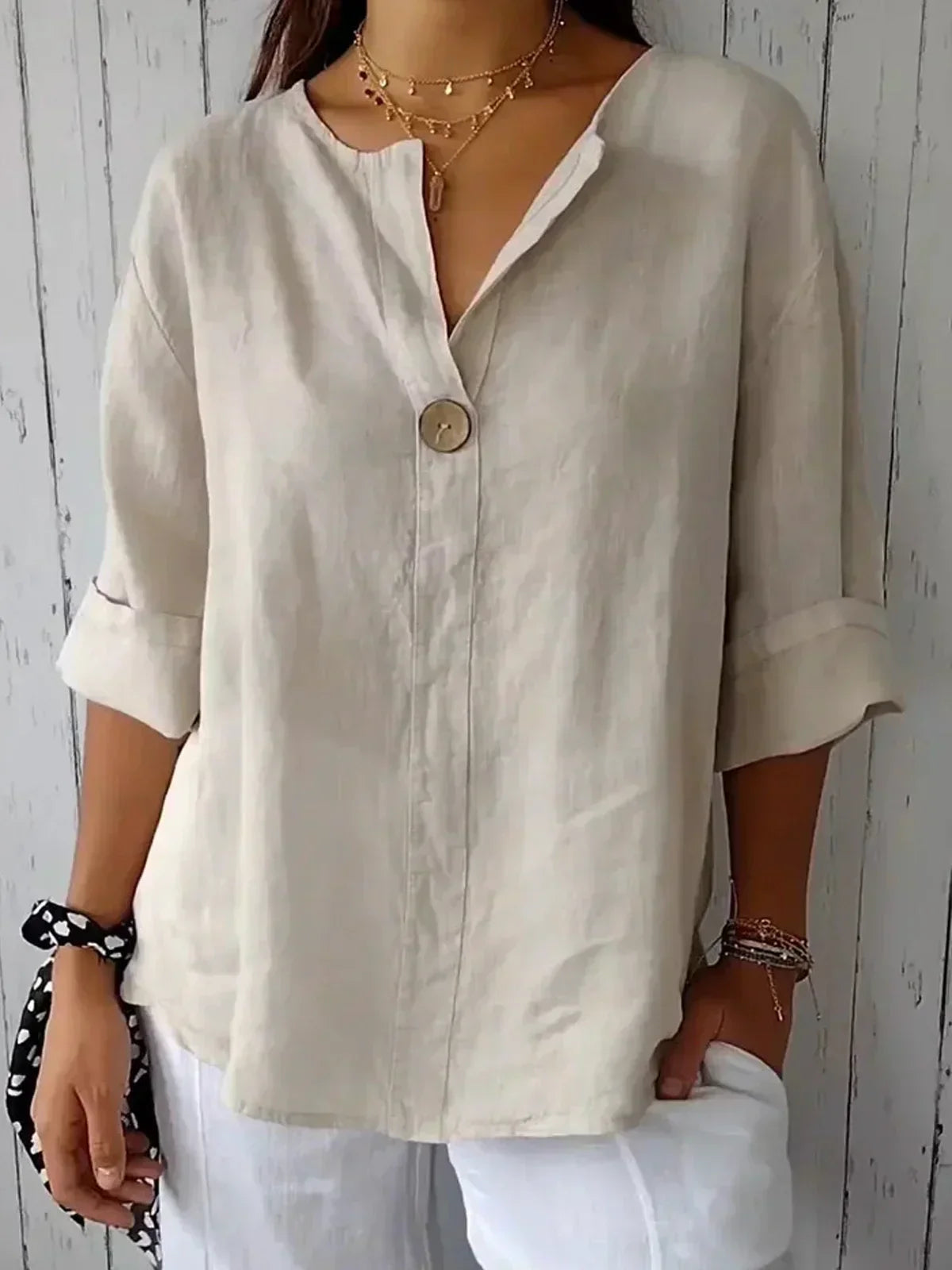 The Violette — Soft V-Neck Blouse