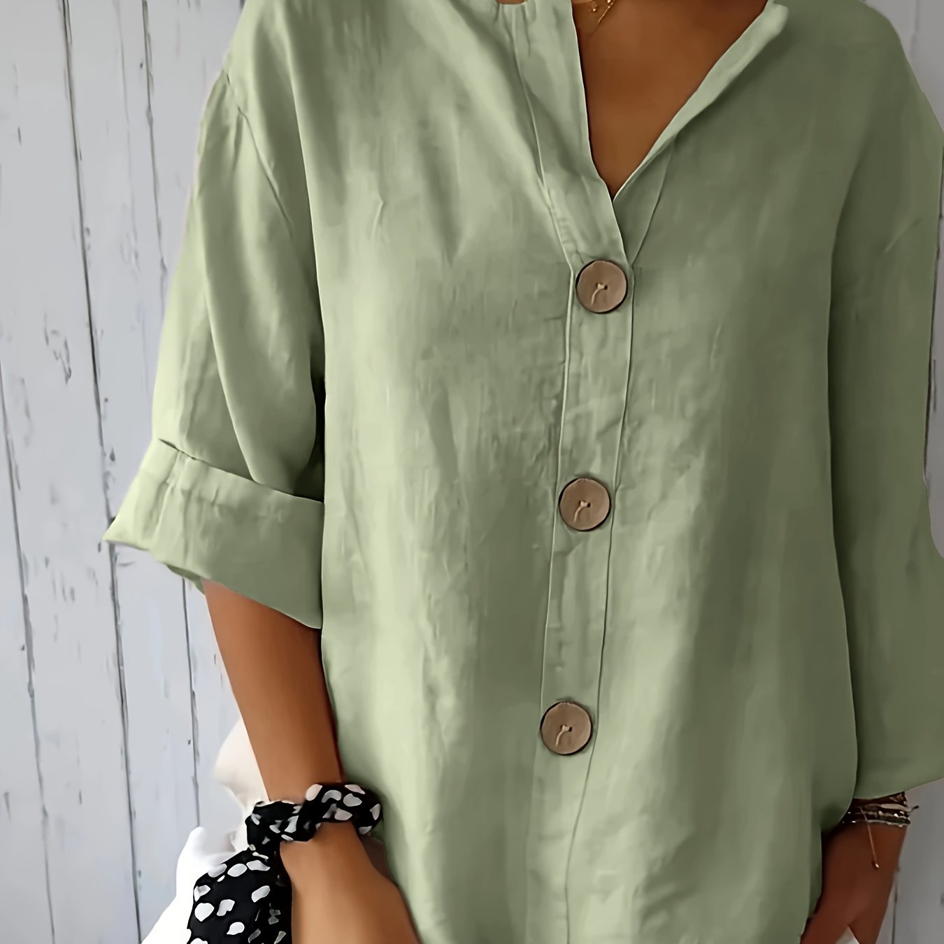 Noemie — Relaxed Button-Front Woven Blouse