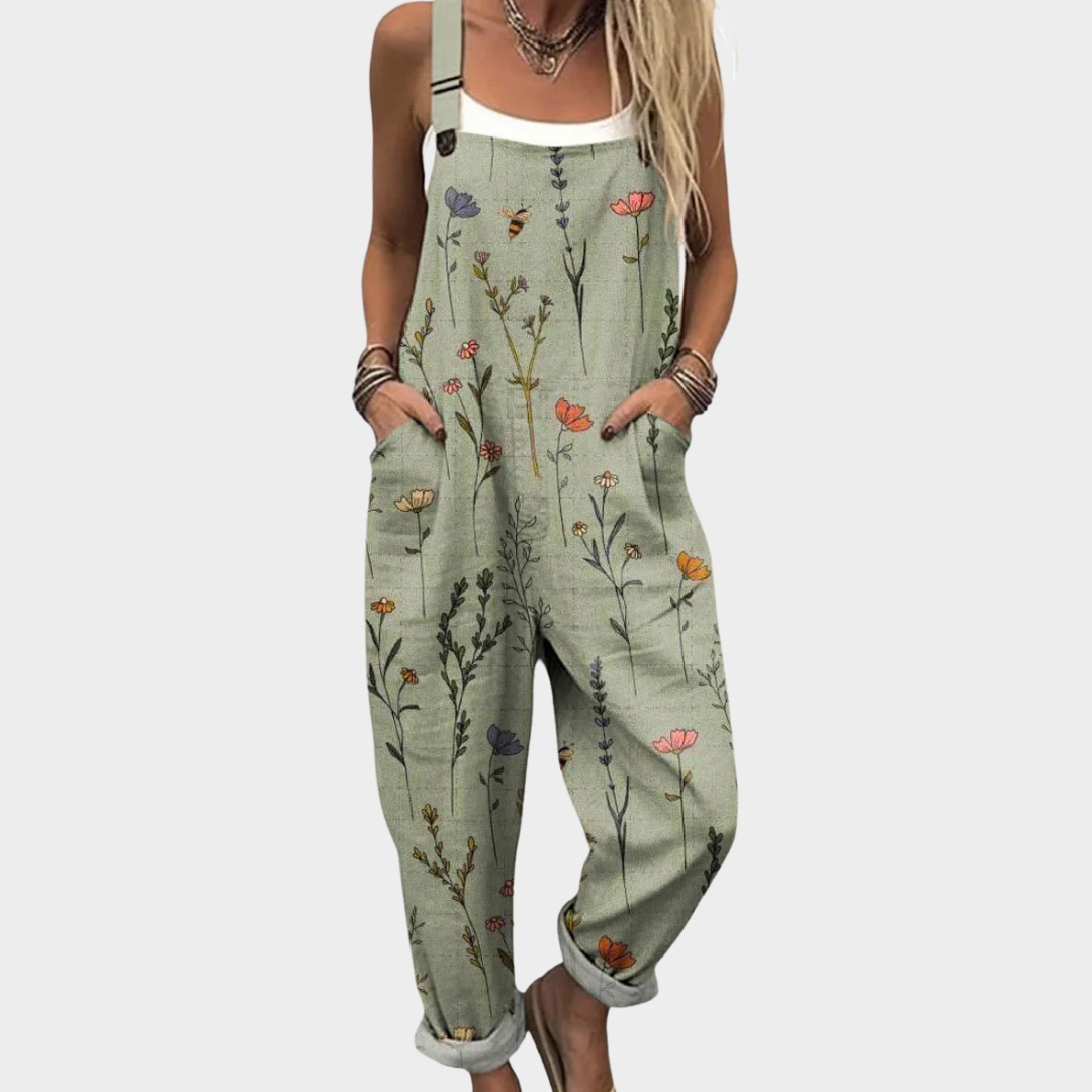 Solène — Comfortable Printed Wide-Leg Overalls