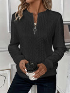 The Iris — Striped Quarter-Zip Sweater