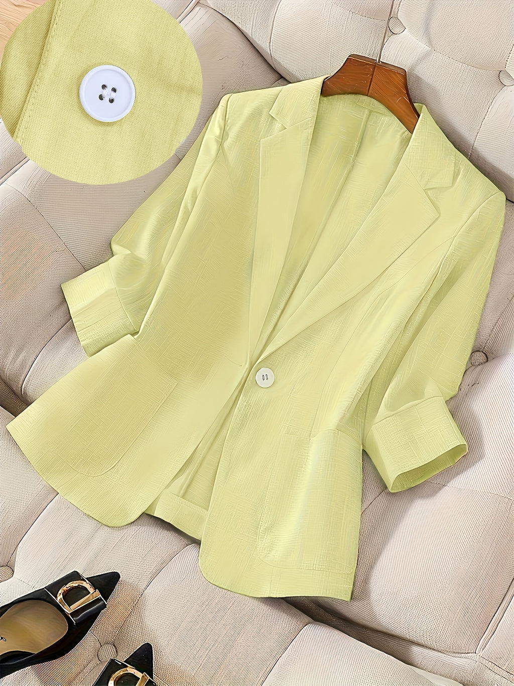Camille — Soft Three-Quarter Sleeve Tailored Jacket