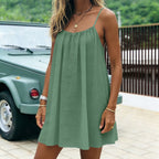 Solene — Ruched Backless Cami Mini Dress