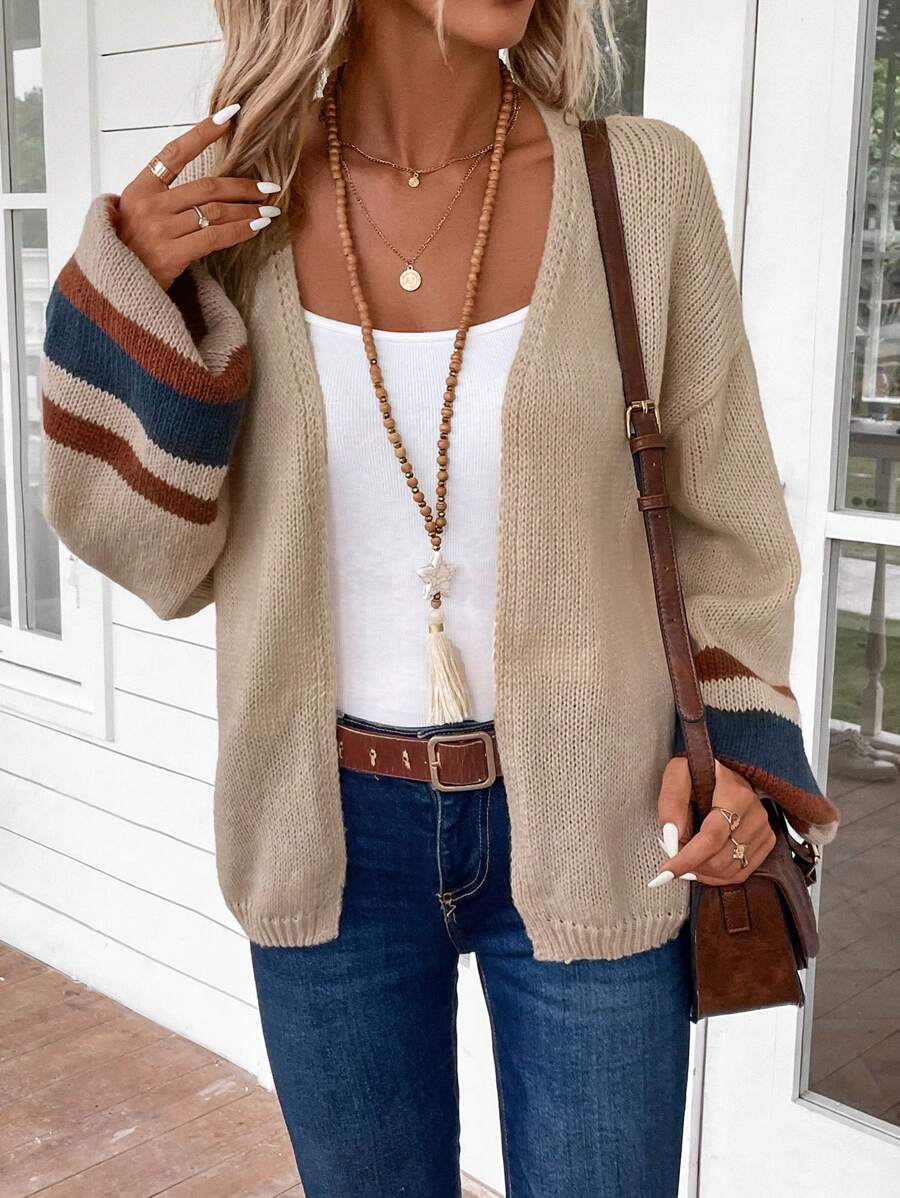 Noémie — Colourblock Striped Knit Cardigan