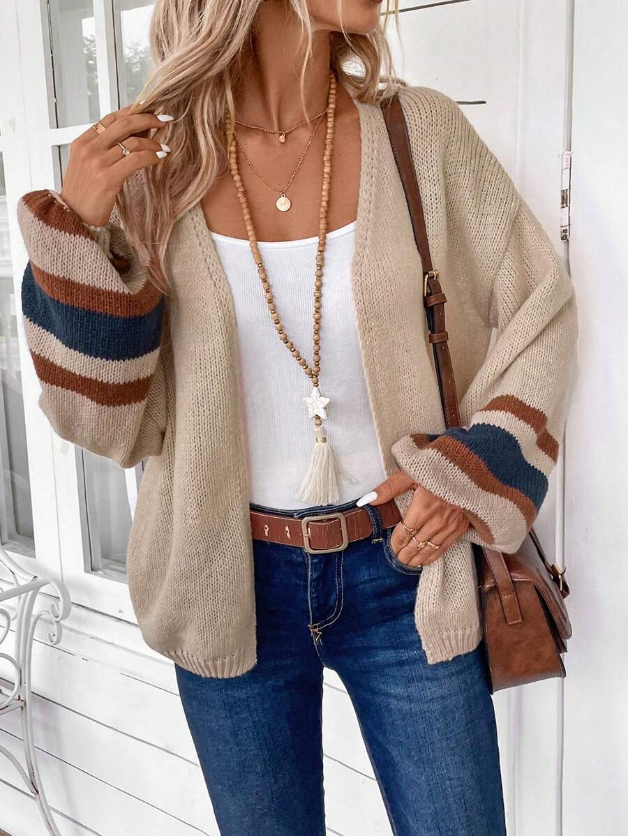 Noémie — Colourblock Striped Knit Cardigan