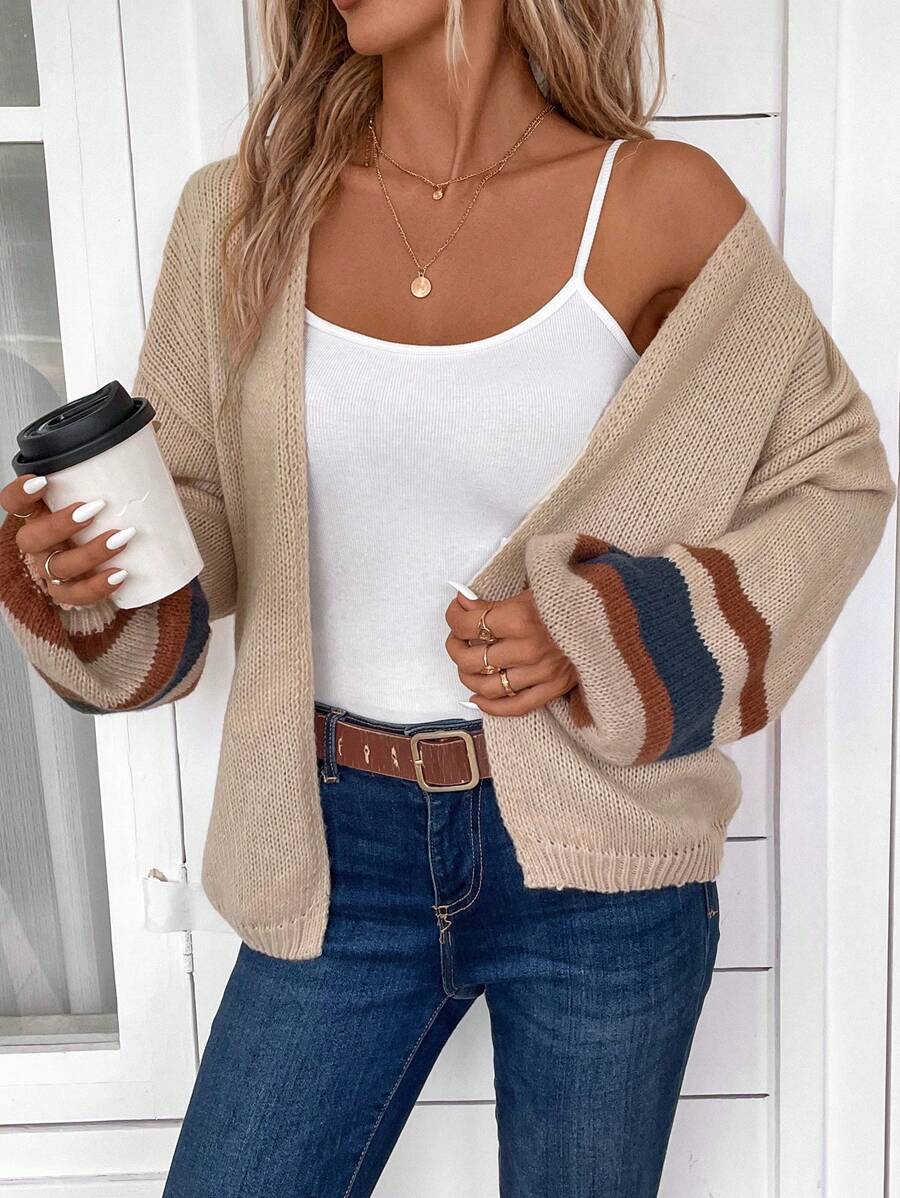 Noémie — Colourblock Striped Knit Cardigan