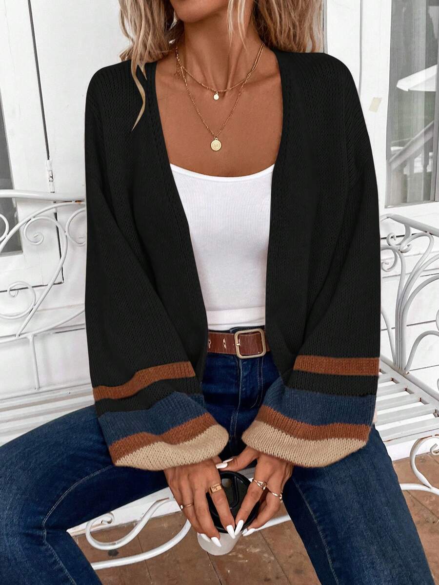 Noémie — Colourblock Striped Knit Cardigan