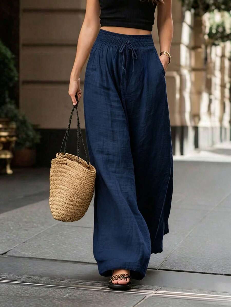 Joséphine — Tan Wide-Leg Pocket Pants