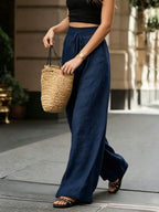 Joséphine — Tan Wide-Leg Textured Pocket Pants