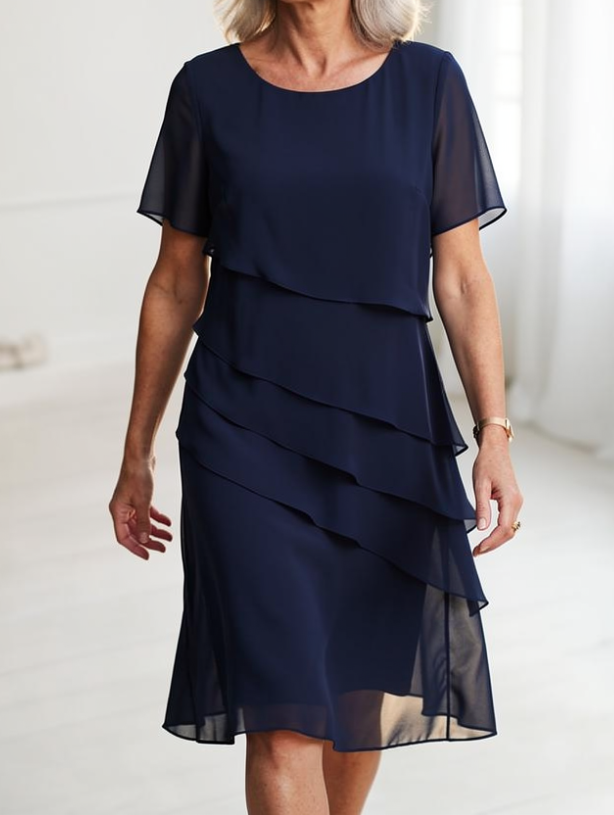 Margaux — Layered Midi Dress for Effortless Elegance