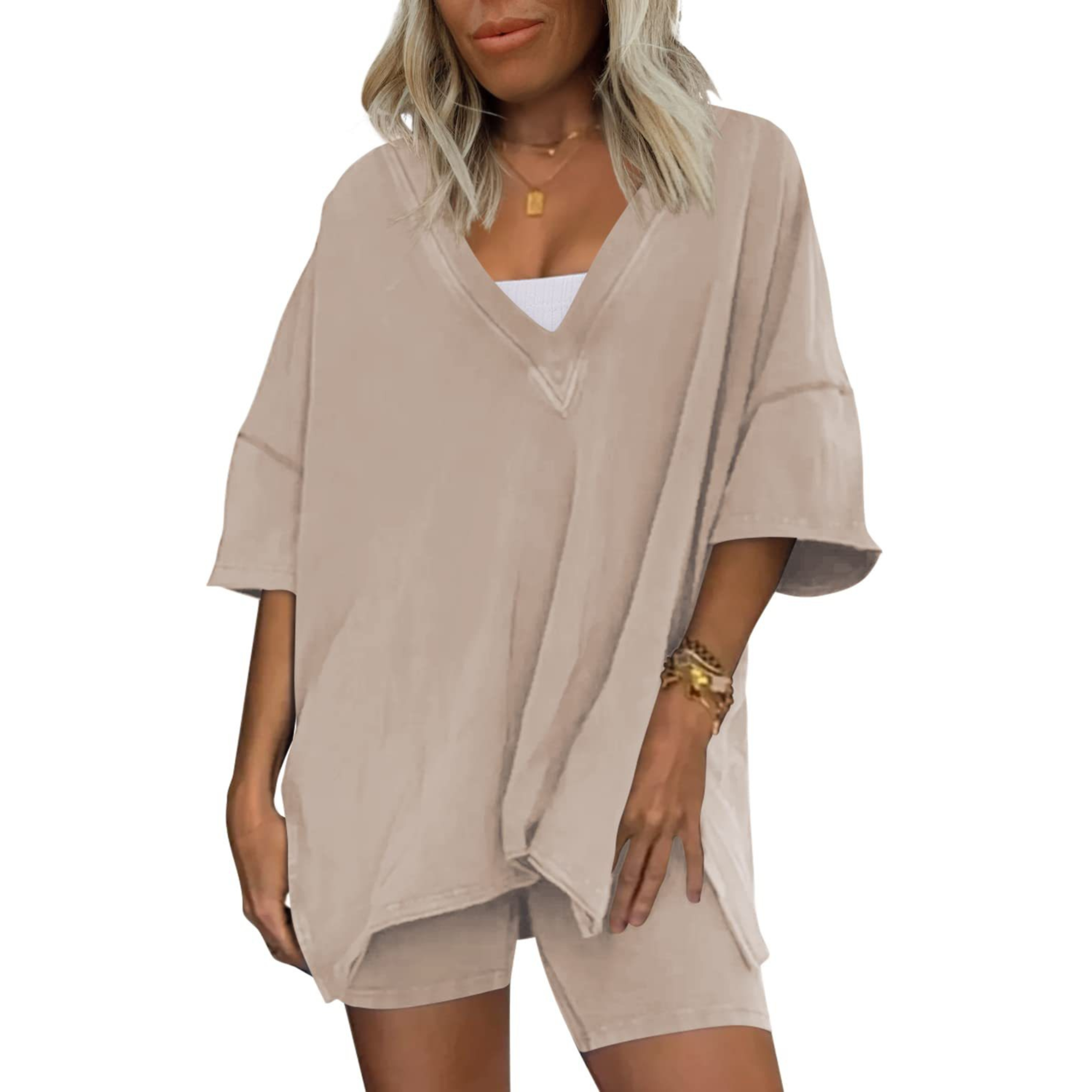 The Camille — V-Neck Cotton Short Set