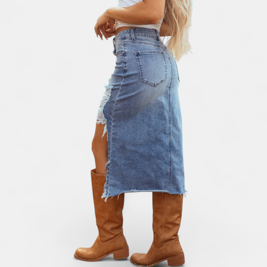 Anaïs — Relaxed High-Waist Denim Maxi Skirt