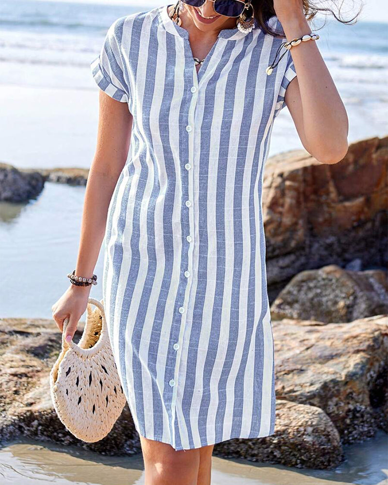 The Marceline — Striped Elegant Midi Dress