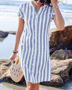 The Marceline — Striped Elegant Midi Dress