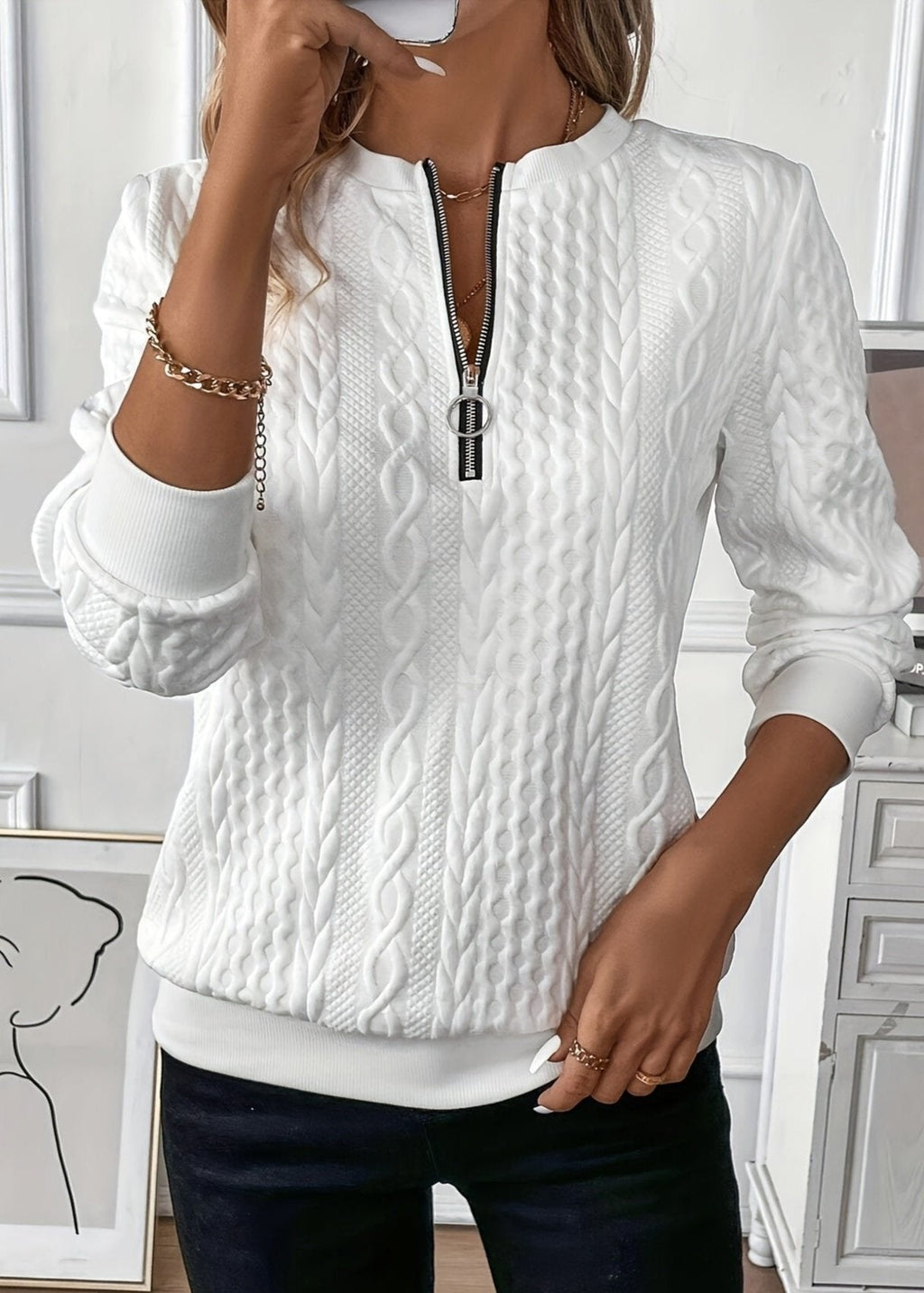 The Iris — Striped Quarter-Zip Sweater