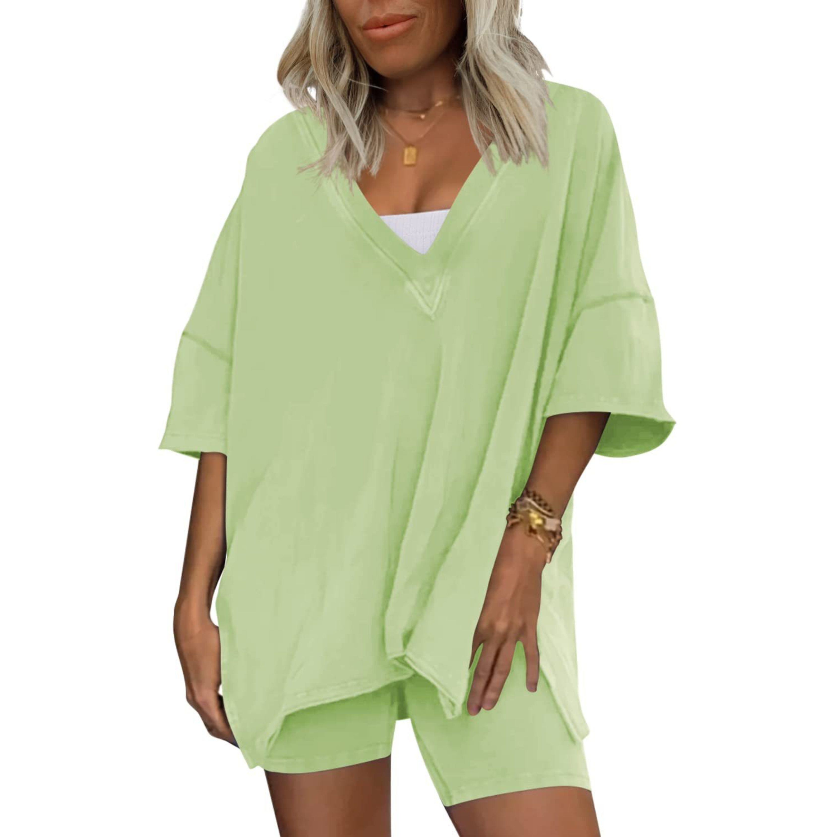 The Camille — V-Neck Cotton Short Set