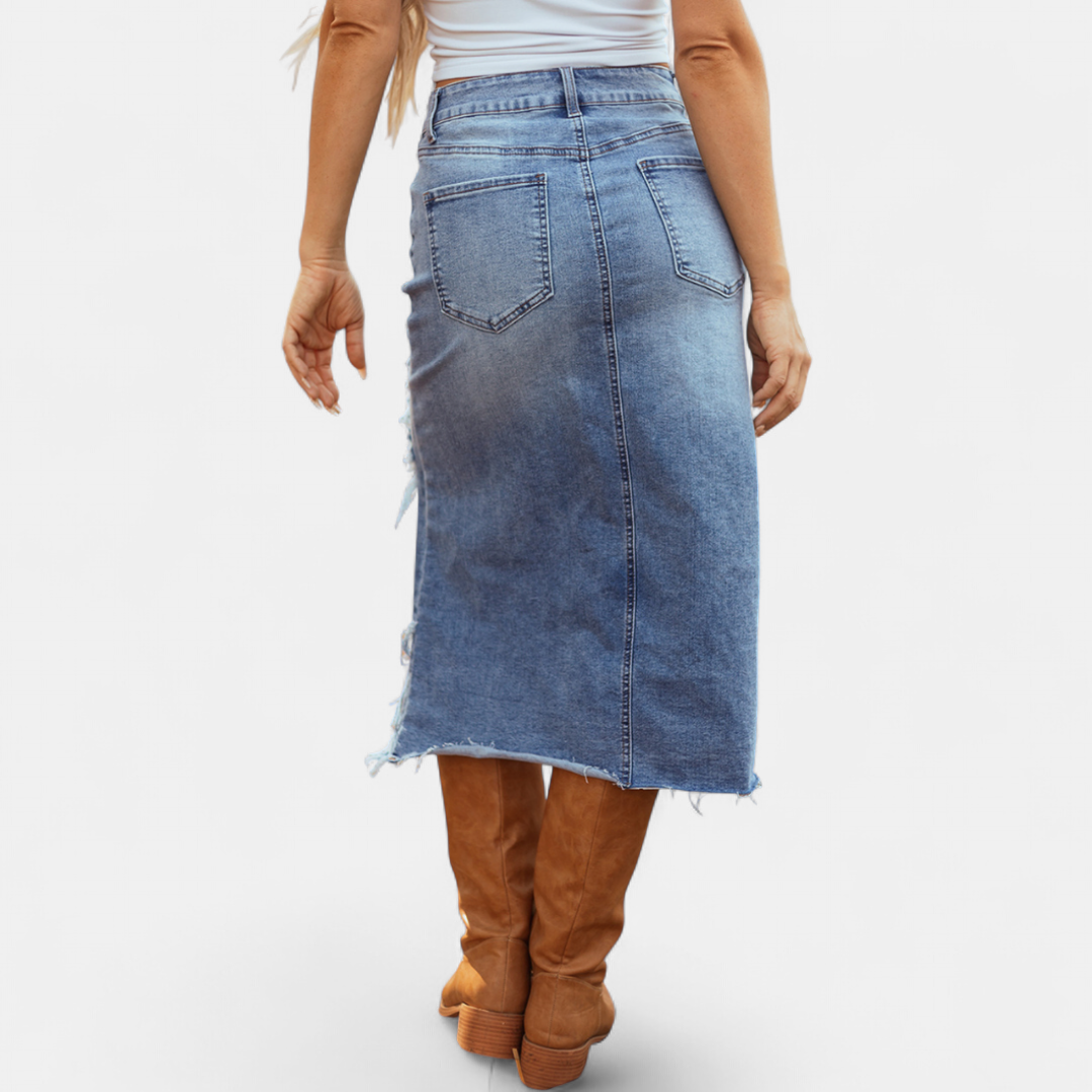 Anaïs — Relaxed High-Waist Denim Maxi Skirt