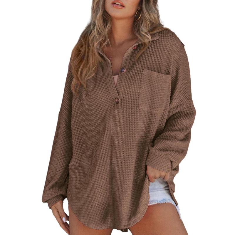 The Joséphine — Waffle-Knit V-Neck Sweater