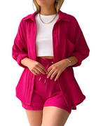 The Sylvie — Striped Button-Up Shorts Set