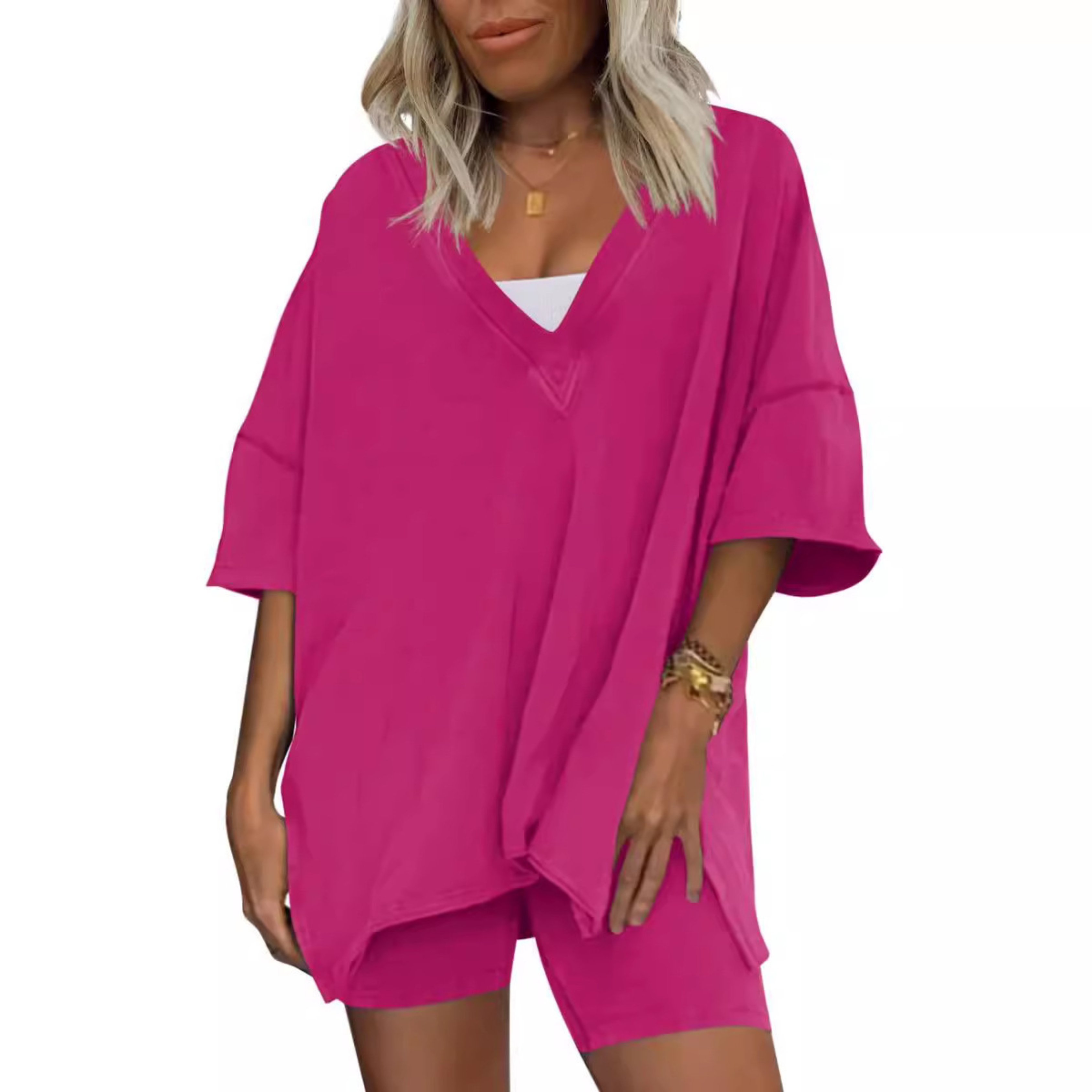 The Camille — V-Neck Cotton Short Set