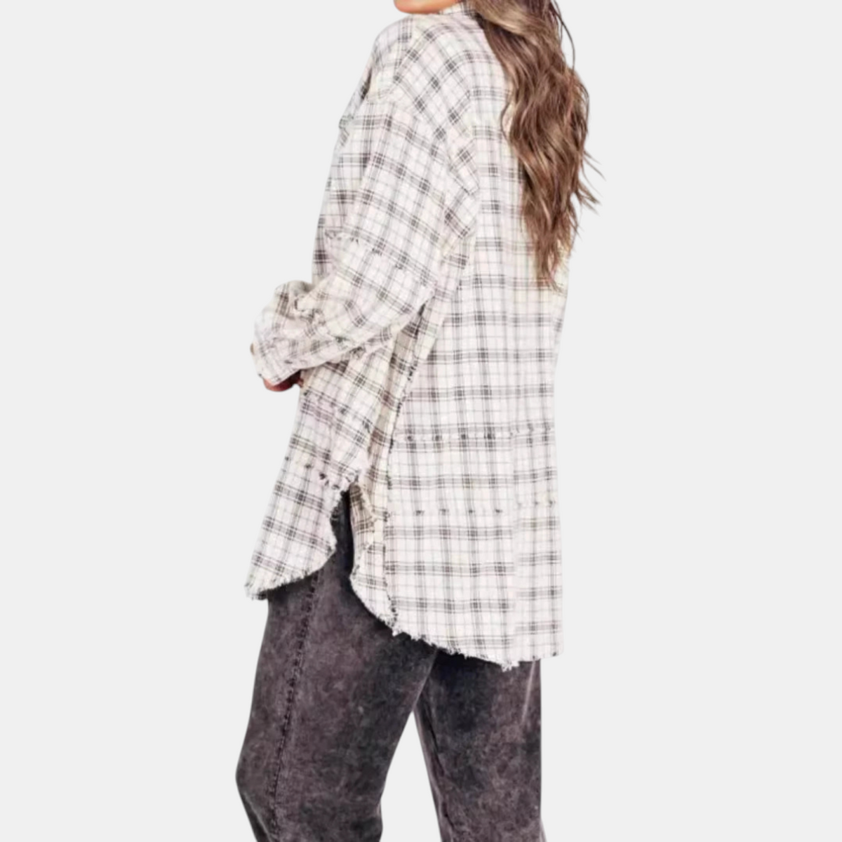Joséphine — Raw Hem Flannel Shirt