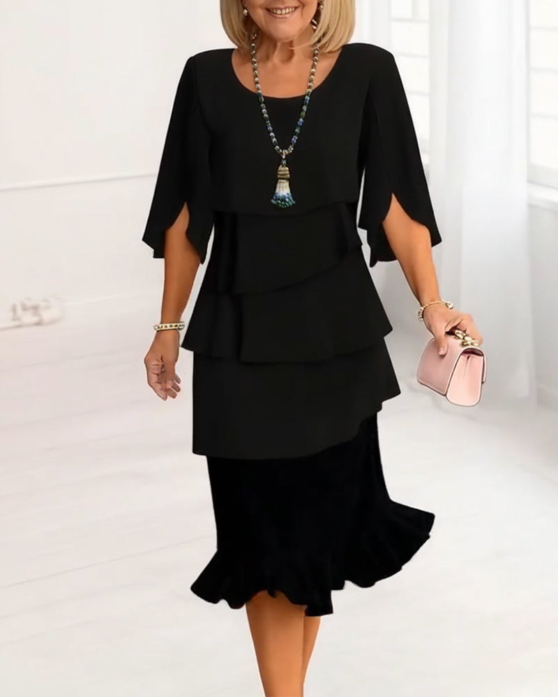 Margaux — A-Line Ruffle Midi Dress