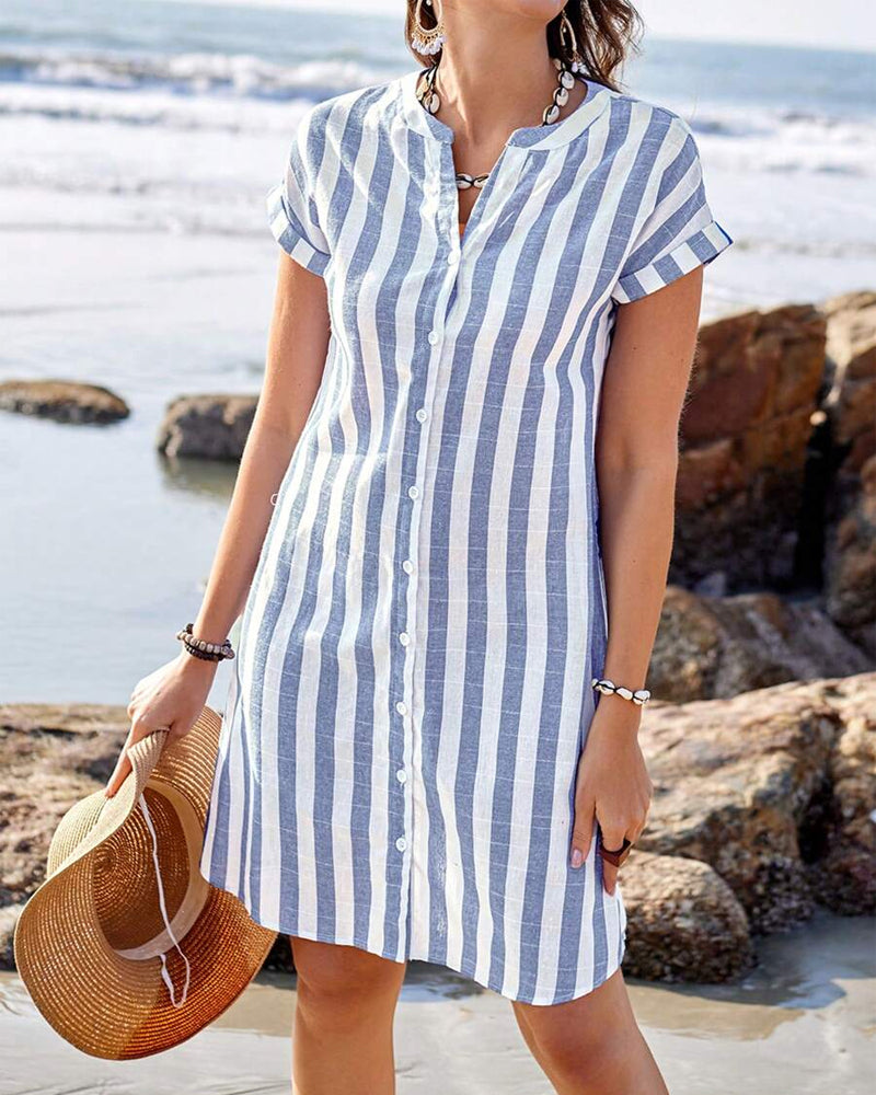 The Marceline — Striped Elegant Midi Dress