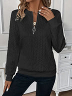 The Iris — Striped Quarter-Zip Sweater