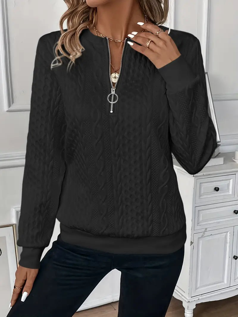 The Iris — Striped Quarter-Zip Sweater
