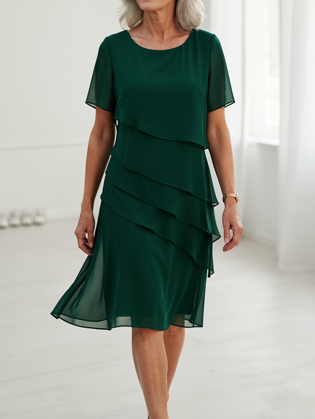 Margaux — Layered Midi Dress for Effortless Elegance
