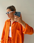 The Sylvie — Striped Button-Up Shorts Set