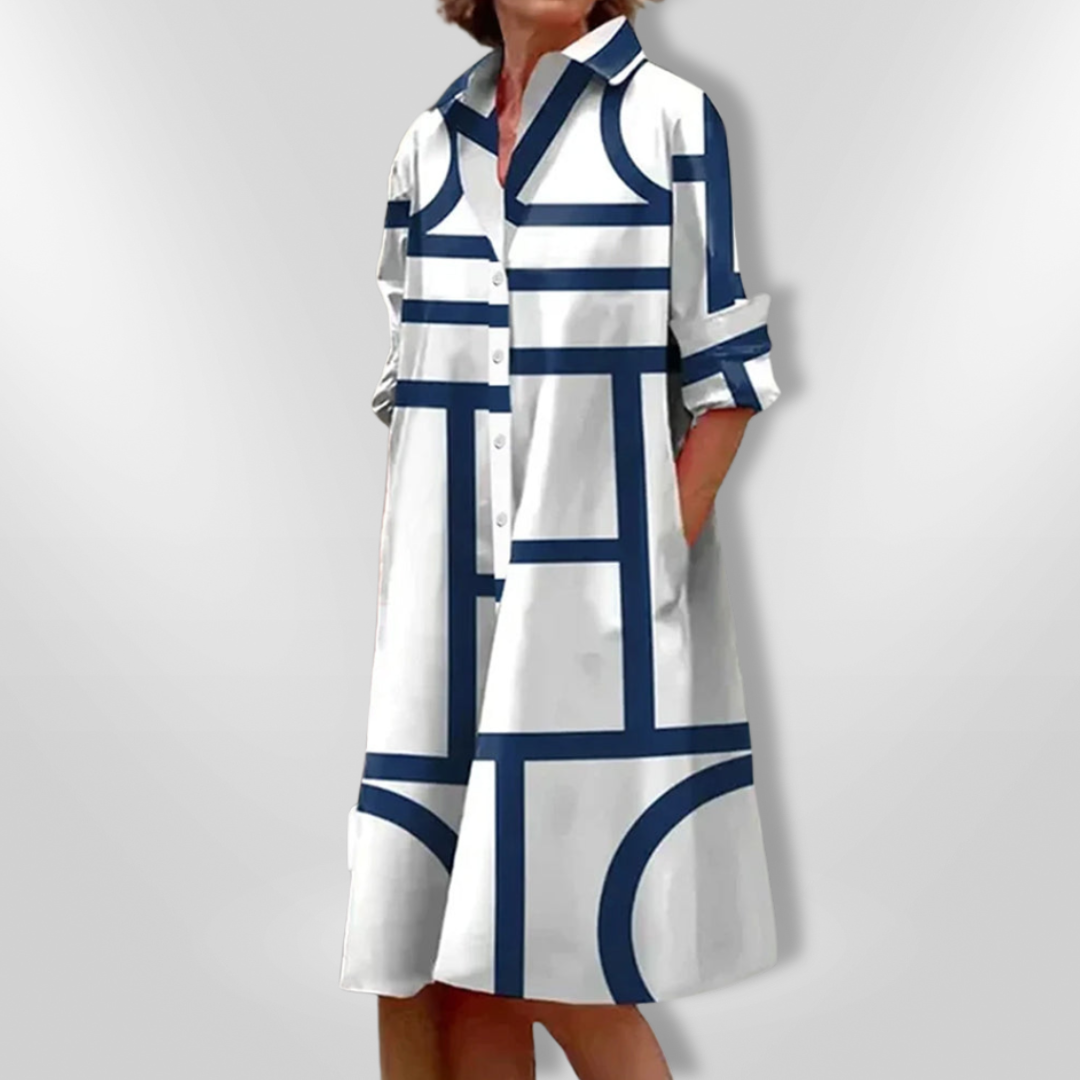 The Margot — Geometric Fitted Midi Dress