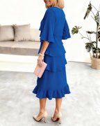 Margaux — A-Line Ruffle Midi Dress