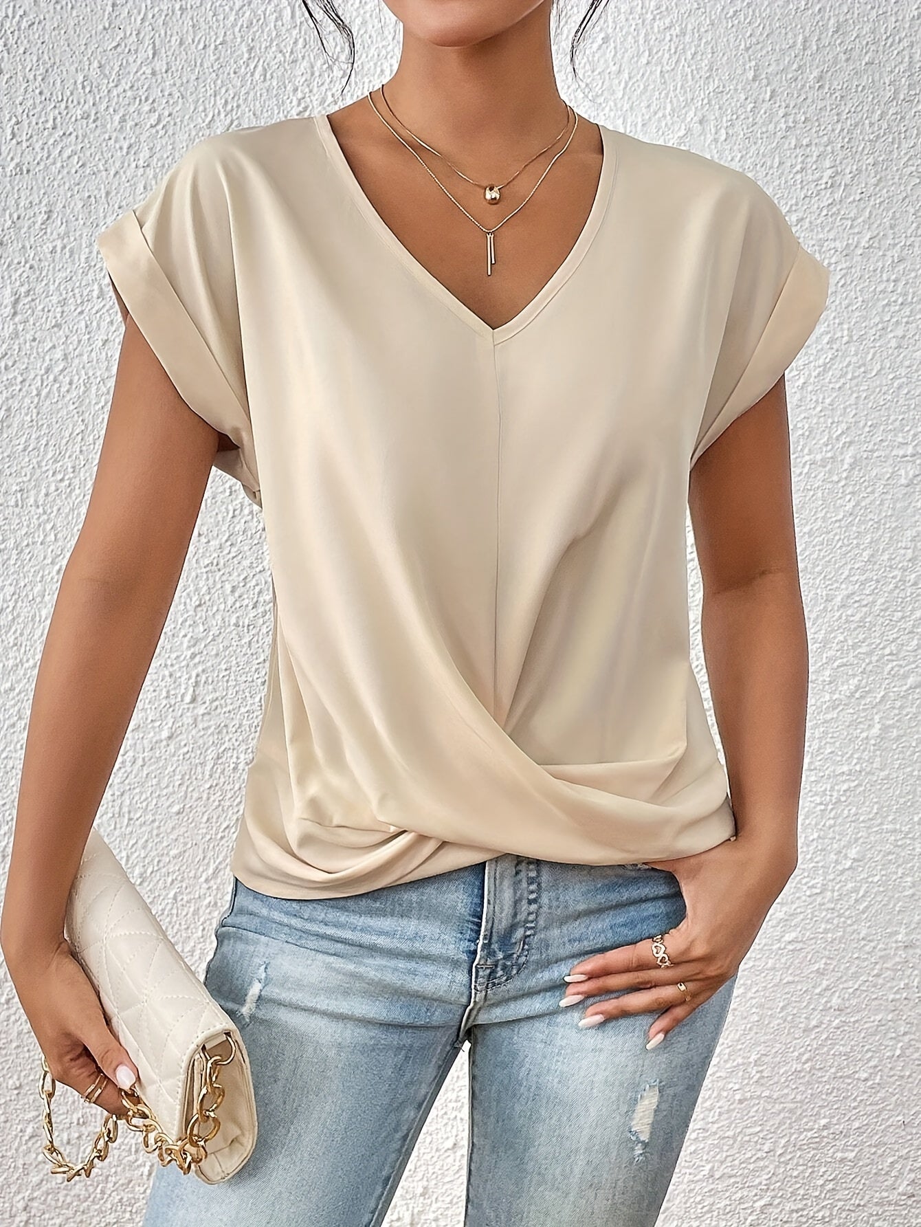 The Ottilie — Twist-Front V-Neck Top