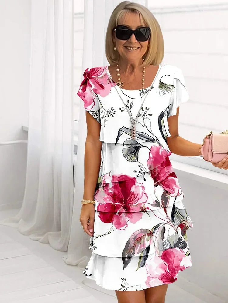The Solène — Fitted Floral Midi Dress