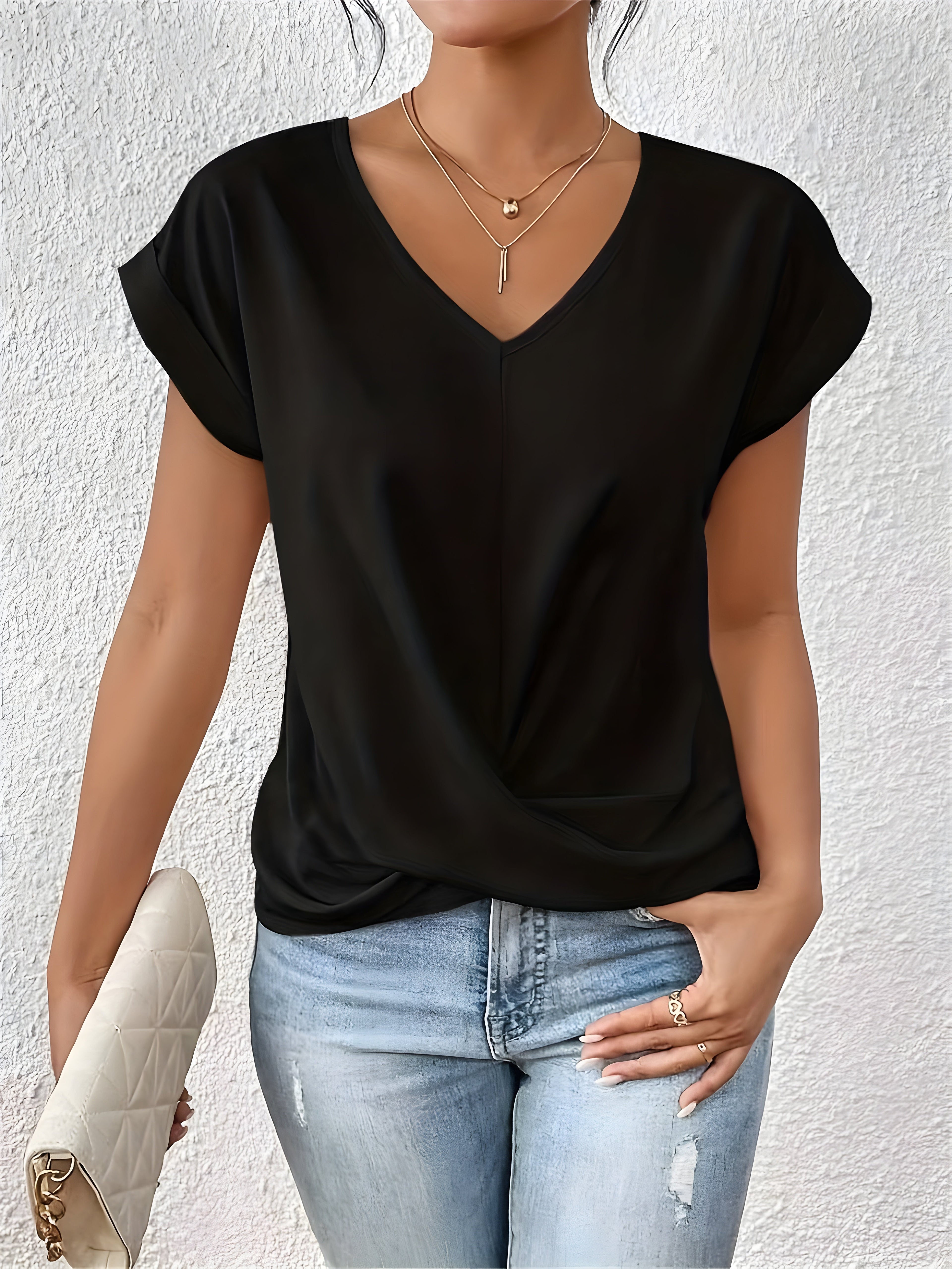 The Ottilie — Twist-Front V-Neck Top