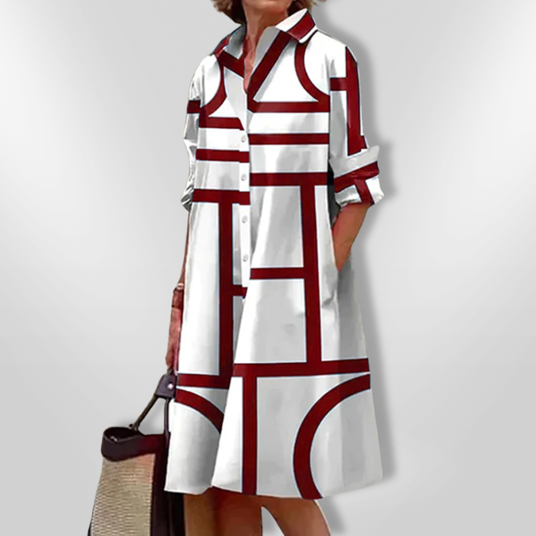 The Margot — Geometric Fitted Midi Dress