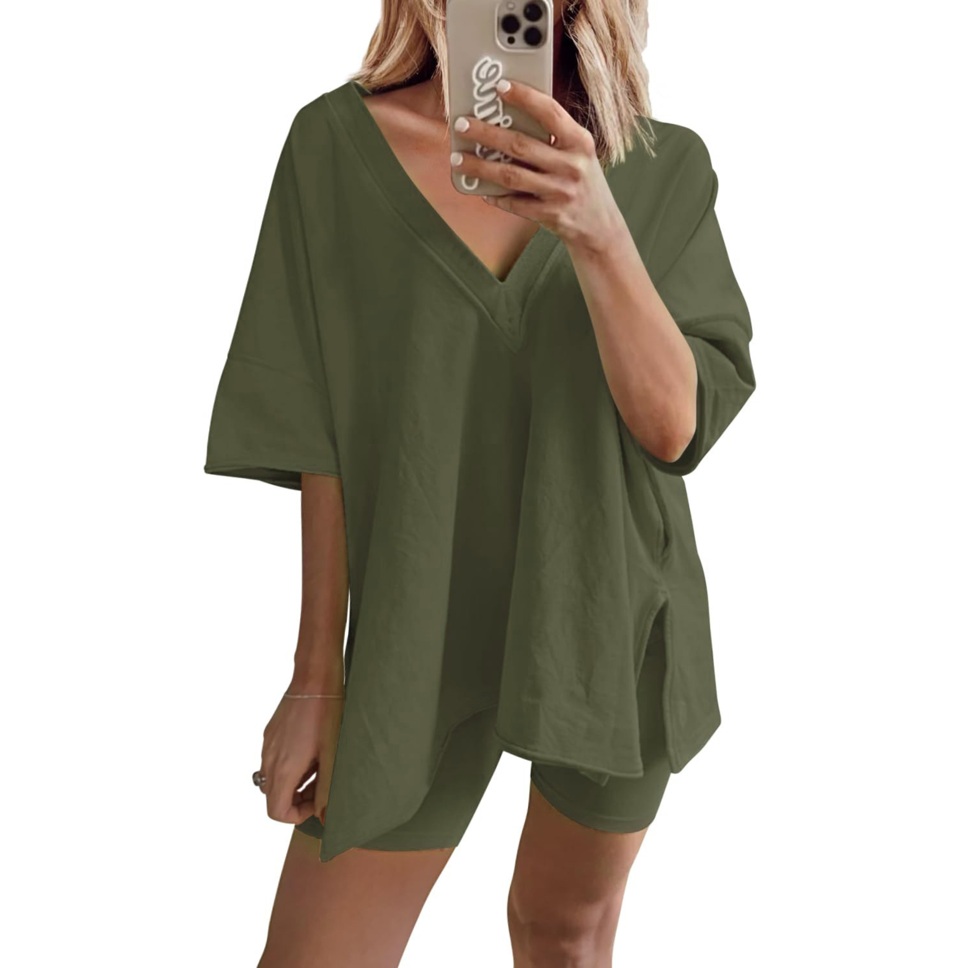 The Camille — V-Neck Cotton Short Set