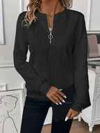 The Iris — Striped Quarter-Zip Sweater