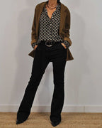 The Lucie — Geometric Print V-Neck Blouse