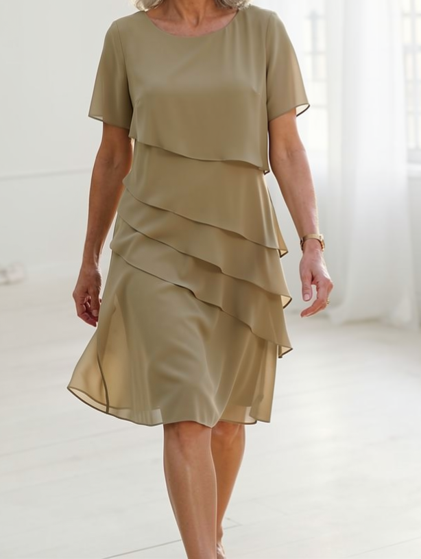 Margaux — Layered Midi Dress for Effortless Elegance