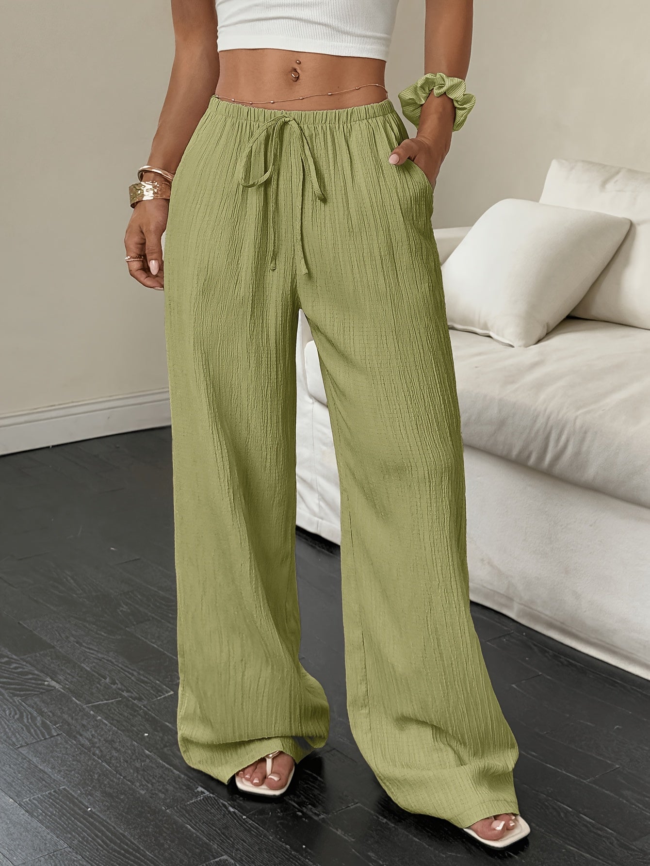 The Amélie — Casual Solid Wide-Leg Pants - SET 2 PIECES