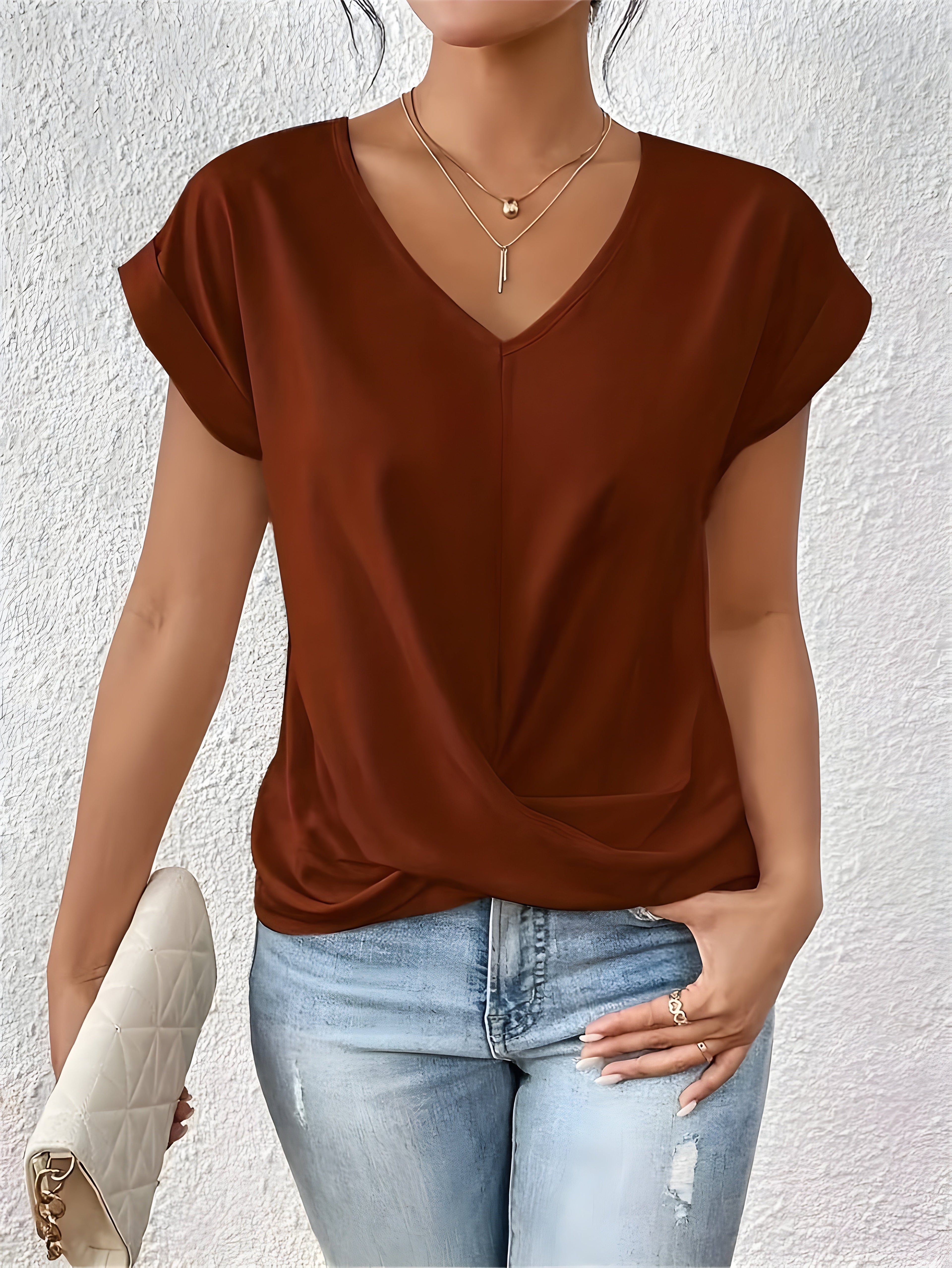 The Ottilie — Twist-Front V-Neck Top