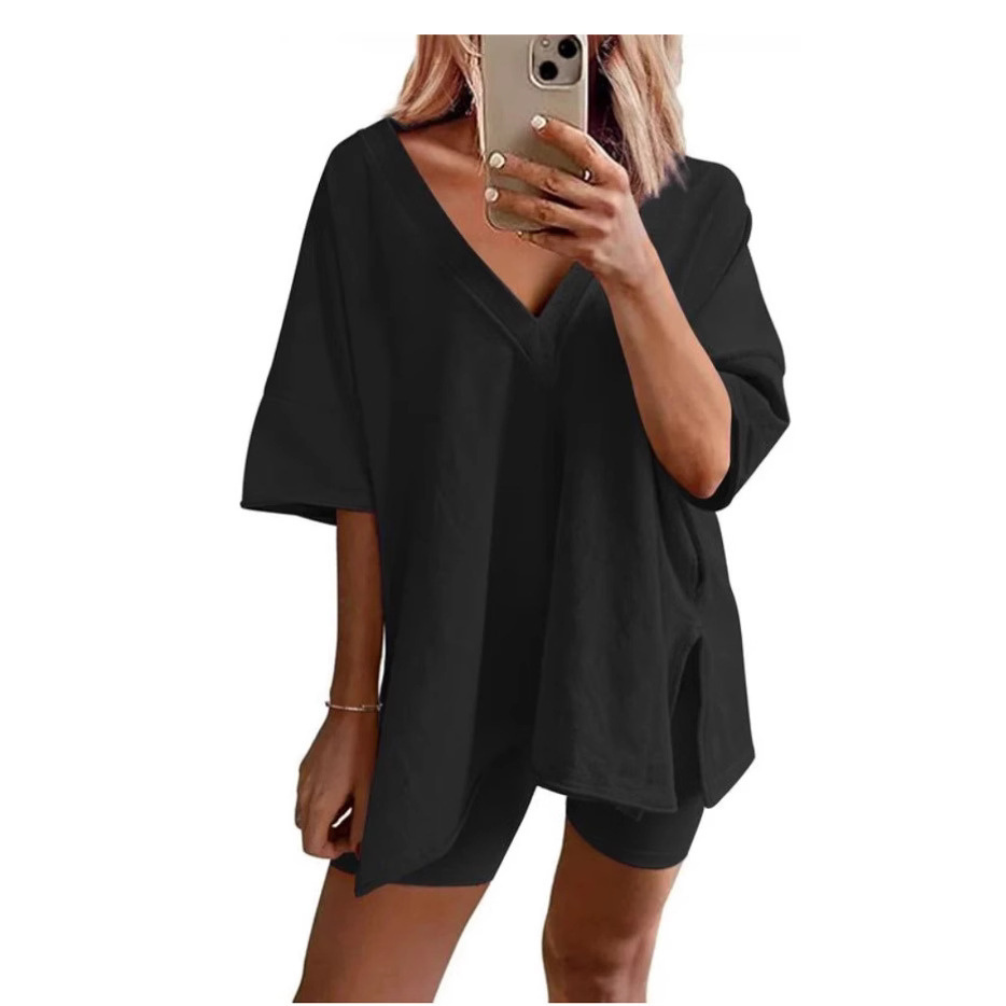 The Camille — V-Neck Cotton Short Set
