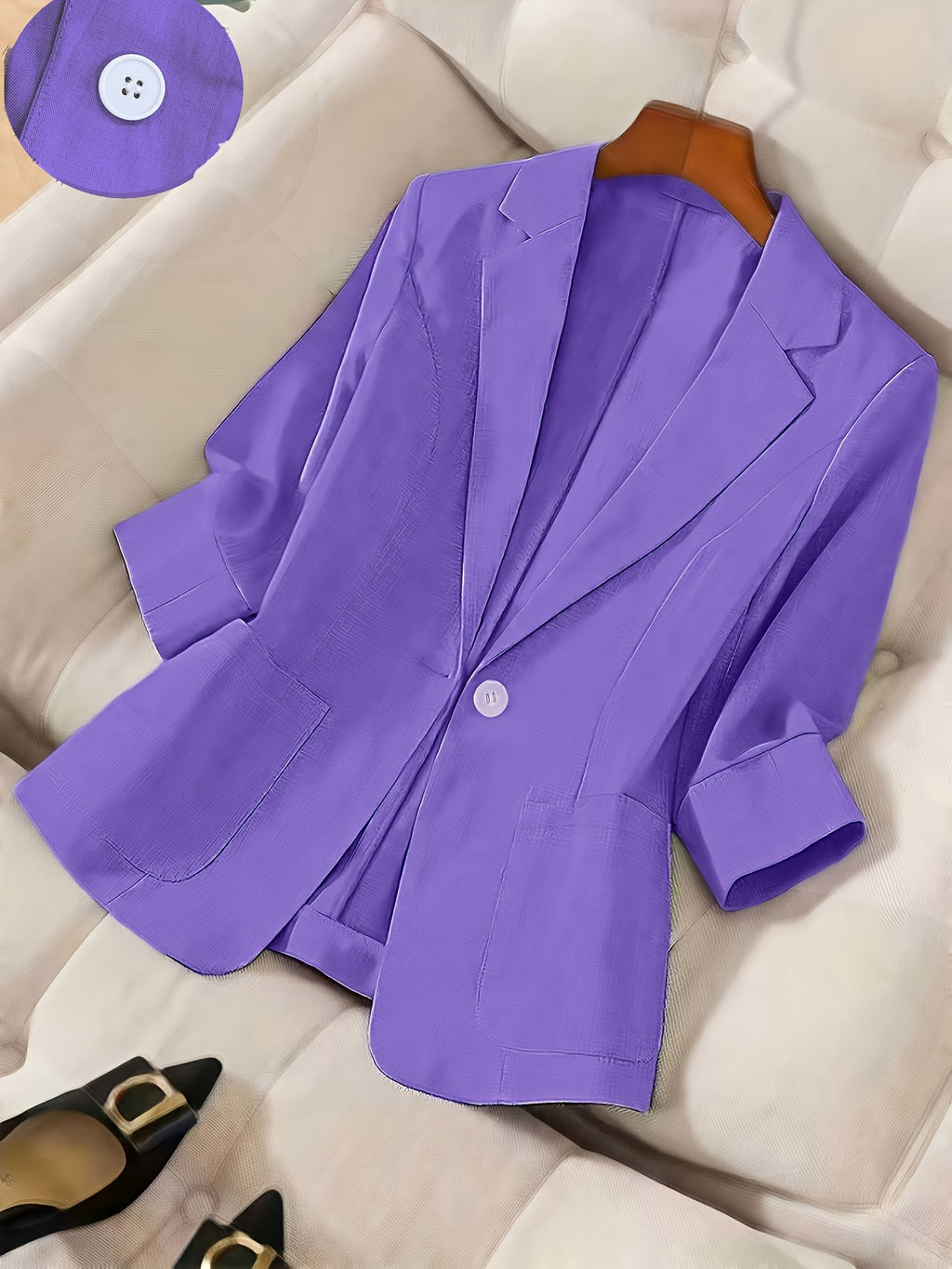 Camille — Soft Three-Quarter Sleeve Tailored Jacket