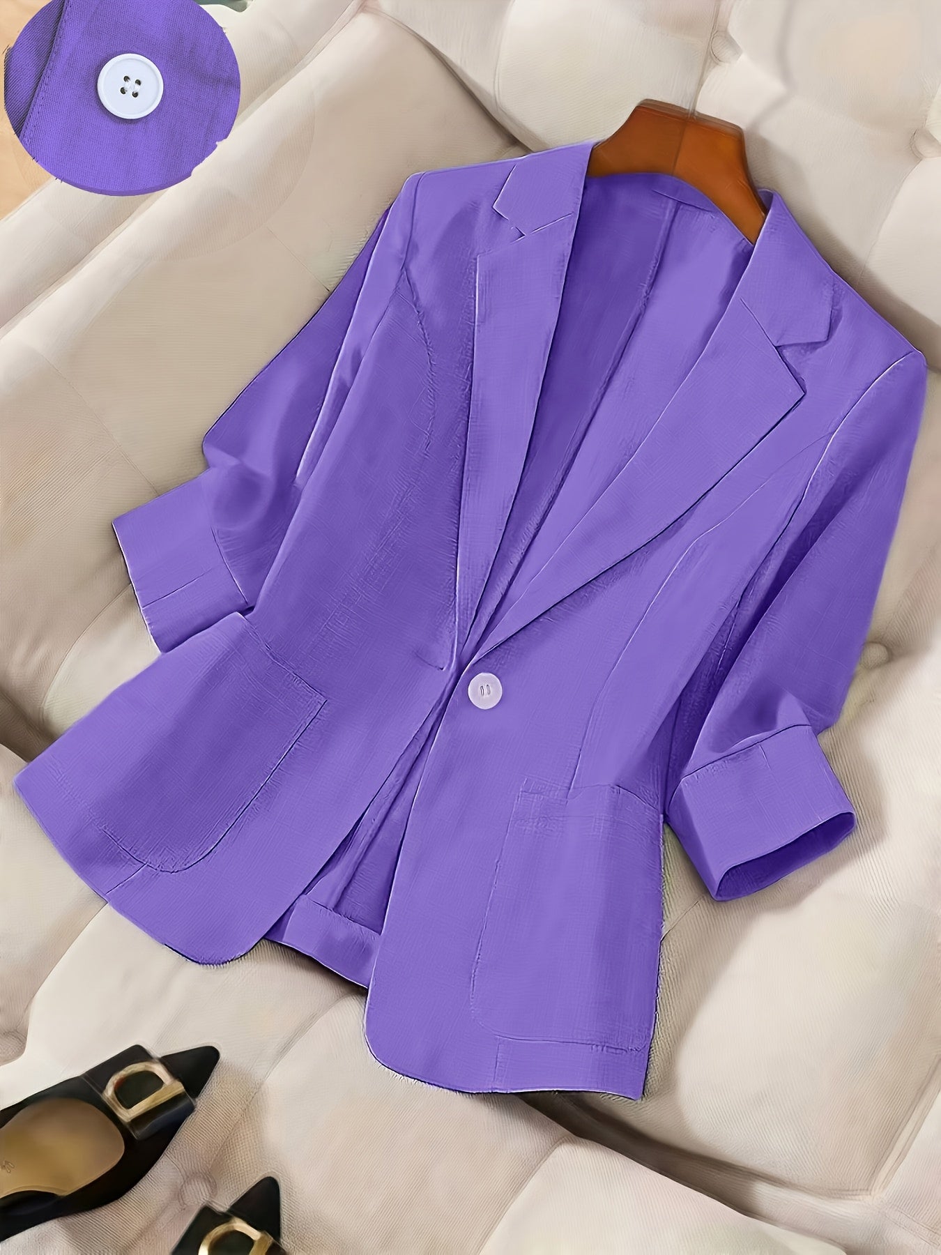 Camille — Soft Three-Quarter Sleeve Tailored Jacket