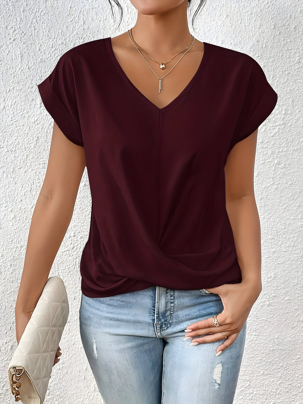 The Ottilie — Twist-Front V-Neck Top