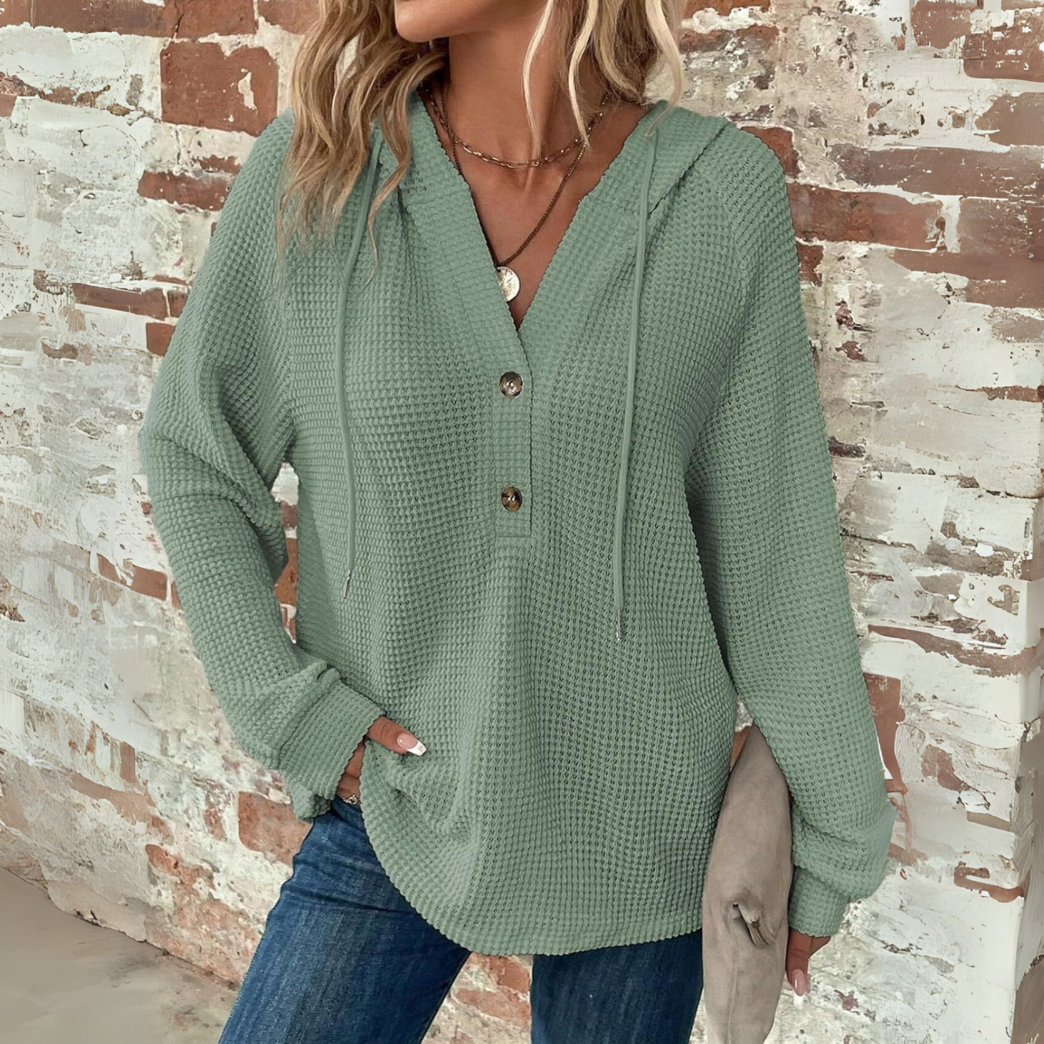 The Élise — Soft V-Neck Hoodie Knit