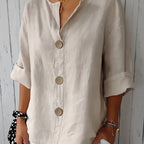 Noemie — Relaxed Button-Front Woven Blouse