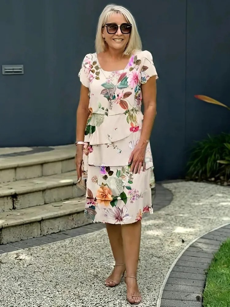 The Solène — Fitted Floral Midi Dress